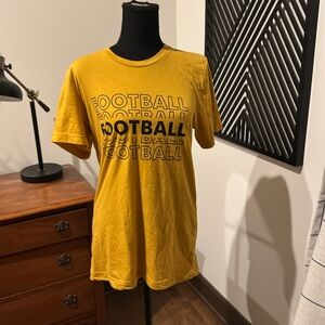 Bella Canvas mustard and black football graphic tee medium